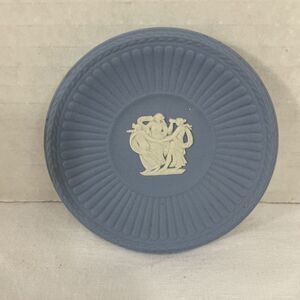 Wedgwood Jasperware Plate Dish Pin Trinket Tray Blue 3” Luxury Cottagecore